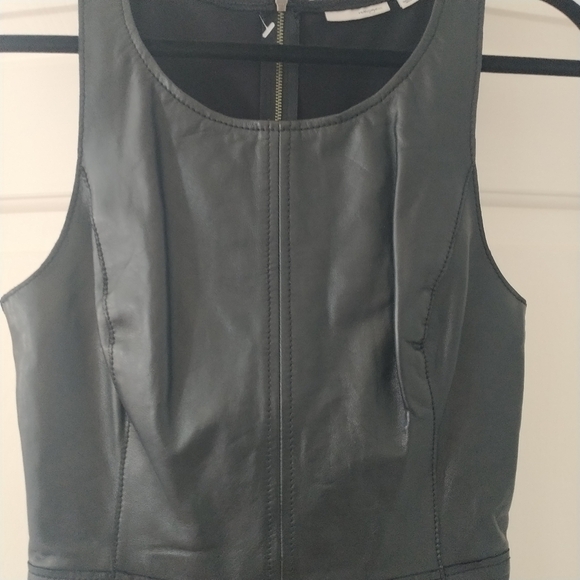 Nordstrom Halogen Black Leather Peplum Top XS - Picture 4 of 11